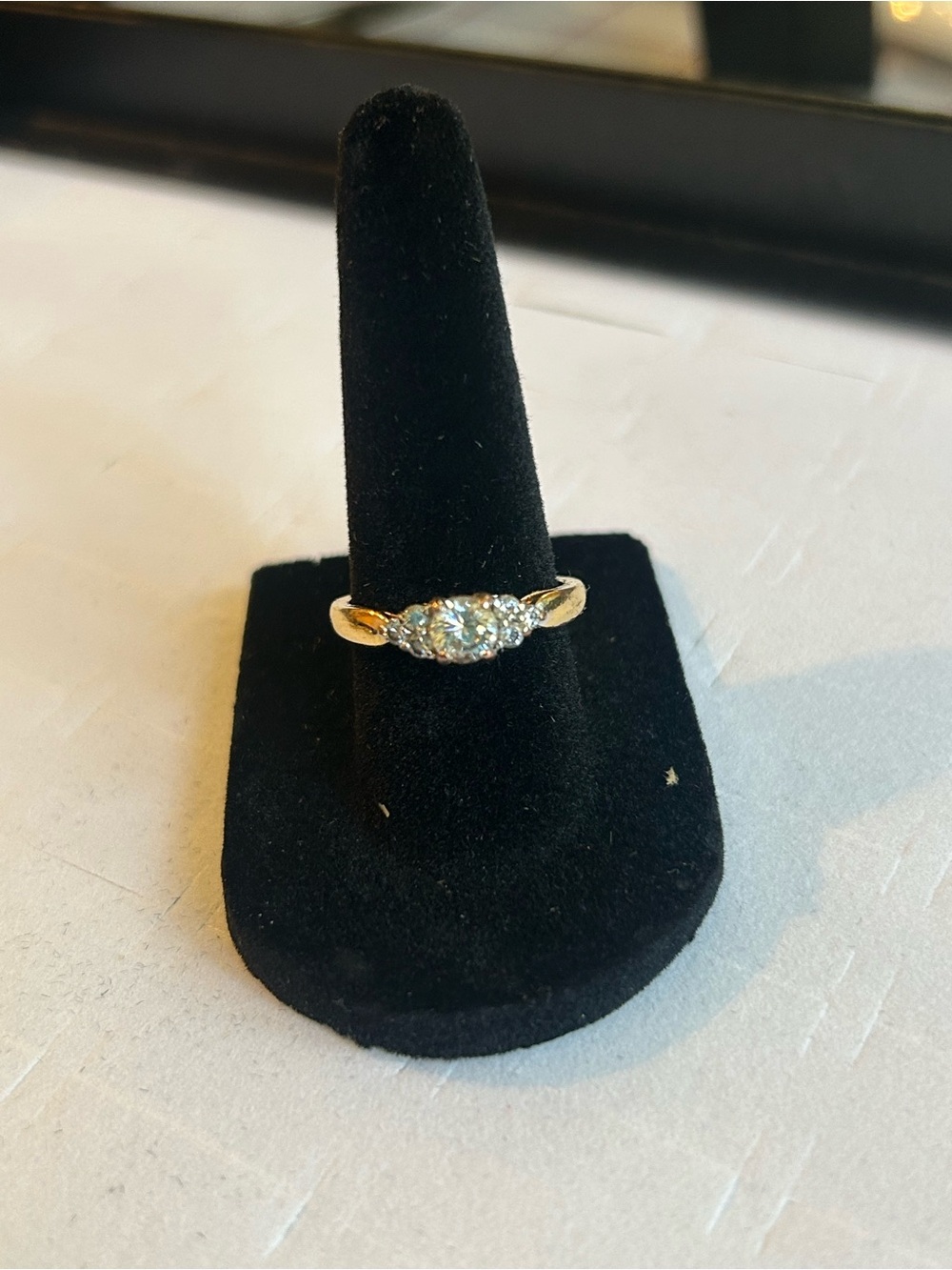Classic Gold Plated Engagement Ring with Clear Center Stone - Gold